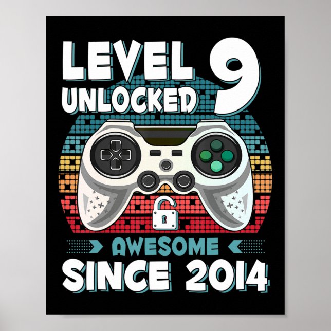 Poster Nove 9 anos BDay Son Boy Gamer 9th 9 anos (Frente)