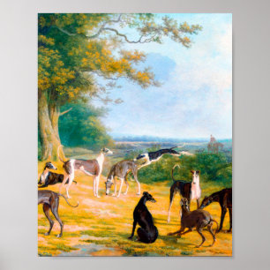 Poster Nove Greyhounds em uma paisagem por Jacques-Lauren