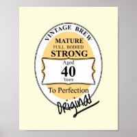 Novelty 40th Milestone Birthday Funny BeerLabel