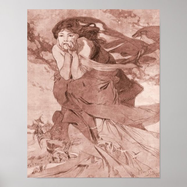 Poster November Art Nouveau Alphonse Mucha (Frente)