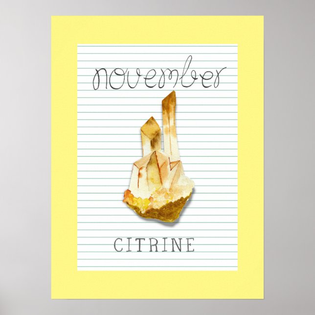 Poster Novembro Birthstone Citrine 18x24 Trabalho de arte (Frente)