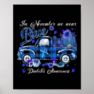 Poster Novembro Blue Truck Pumpkin Cai Diabetes Diabetes