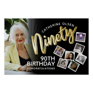 Pôster Noventa dourado Aniversário de 90 anos 8 fotos em