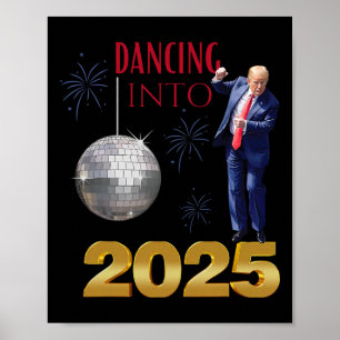 Poster Novo Ano de Trump Dançando 2025 Mega Funny Party C