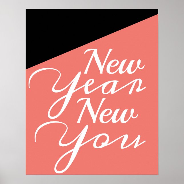 Poster Novo ano moderno você coral rosa e preto (Frente)
