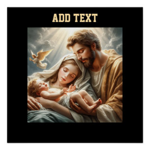 Pôster Novo Bebê de Natal Nasceu Anjo Voador Texto Brilha