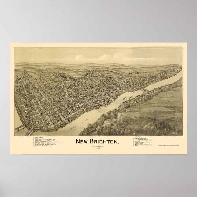 Pôster Novo Brighton, PA Panorâmica - 1901 (Frente)