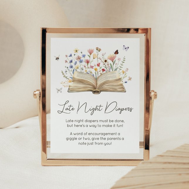 Poster Novo capítulo do Storybook começa Fraldas noturnas (New Chapter Begins Storybook Baby Shower Late Night Diapers Sign)