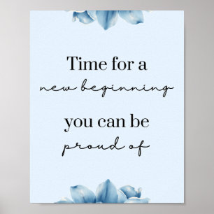 Poster Novo Começo Azul Floral Motivação