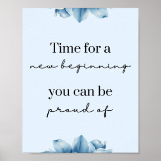Poster Novo Começo Azul Floral Motivação