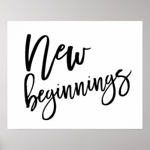 Poster Novo Começo Cotação Motivacional Preto