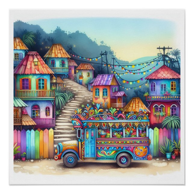 Pôster NOVO HAITI Único, Aruba, Antígua (Frente)