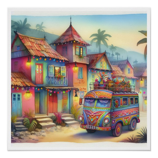 Pôster NOVO HAITI Único, Aruba, Antígua (Frente)