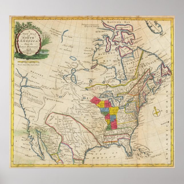 Pôster Novo mapa da América do Norte (Frente)