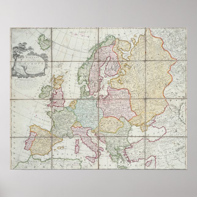 Pôster Novo mapa da Europa de Wallis (Frente)