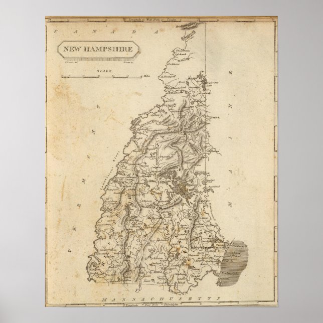 Poster Novo mapa de Hampshire por Arrowsmith (Frente)