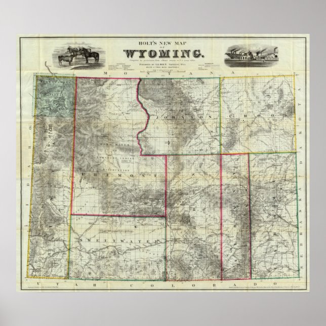 Pôster Novo mapa de Holt, Wyoming (Frente)