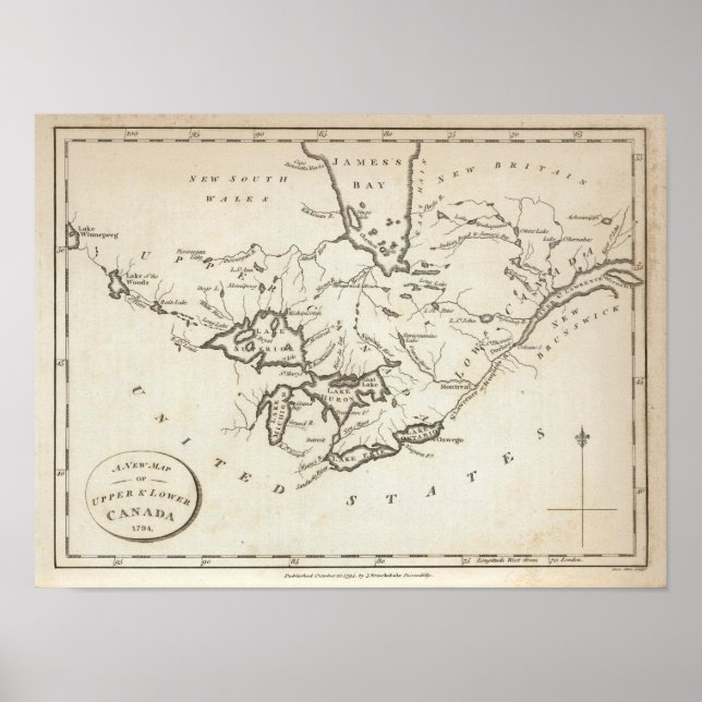 Pôster Novo mapa do Canadá superior e inferior (Frente)