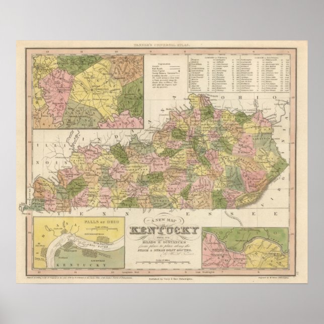 Pôster Novo Mapa Do Kentucky 2 (Frente)