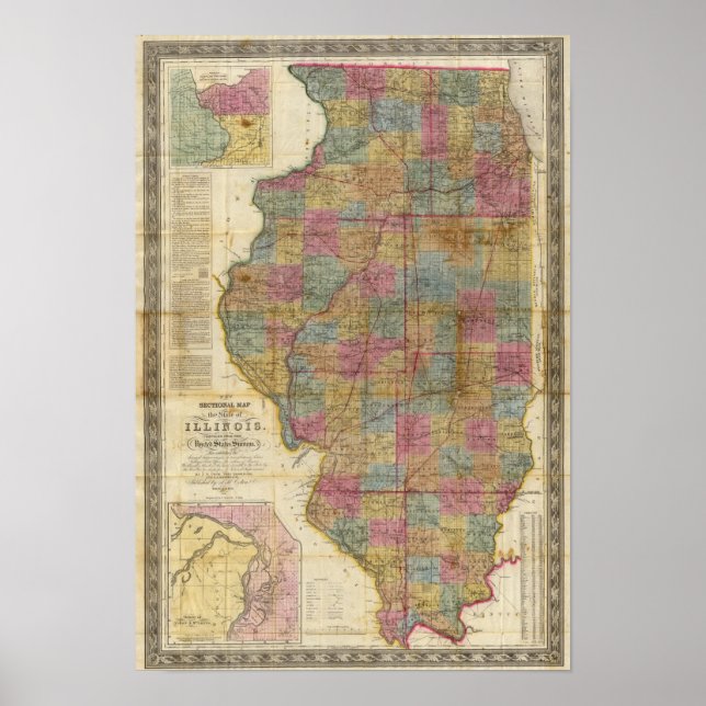 Pôster Novo mapa setorial do Estado de Illinois 2 (Frente)