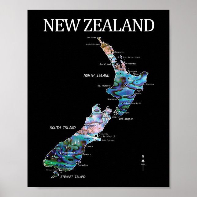 POSTER NOVO MAPA ZEALAND DETALHADO PAUA (Frente)