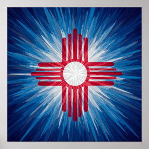 Poster Novo México, branco vermelho e azul