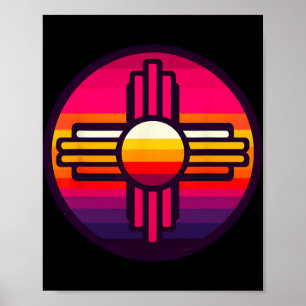 Poster Novo México Estado Zia Vintage Retro-moderno Símbo