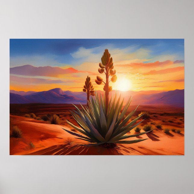 Poster Novo México Terra Encantadora Deserto De Yucca (Frente)
