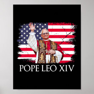 Poster Novo Papa Leo Xiv Robert American Flag