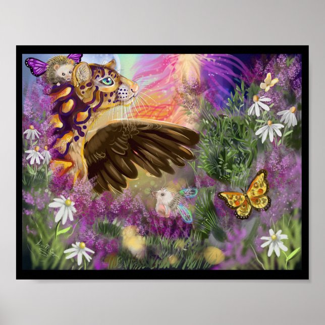 Poster Novos começos Nublados de Arte Fantástica Leopardo (Frente)