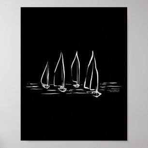 Poster Novos veleiros em água aberta Náutica Vela Barco