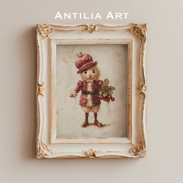 Poster Noz-Cracker Holly Berries Pintando Arte de Natal