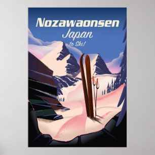 Poster Nozawaonsen Japão para esquiar