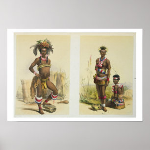 Poster N'Pae um tribo Zulu novo no vestido da gala e em