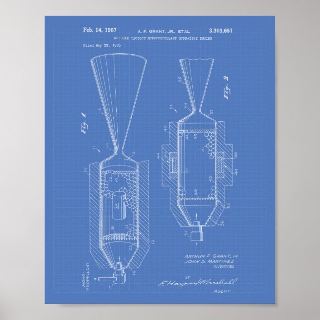 Poster Nuclear Isotope Engine 1963 Projeto de Arte Patent (Frente)