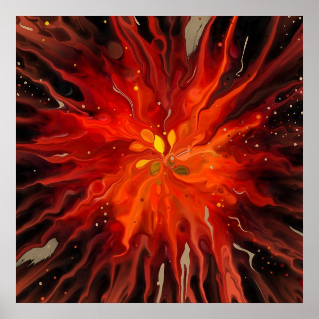 Poster Núcleo Carmesim – Explosão Abstrata de Energia Ígn (Frente)