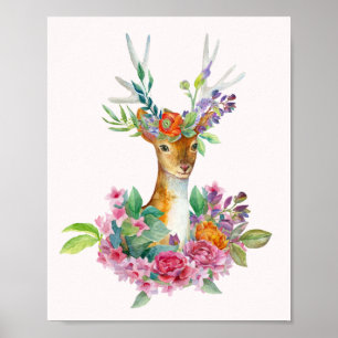 Poster Núcleo De Bebês Floral Pintado Com Aquarela