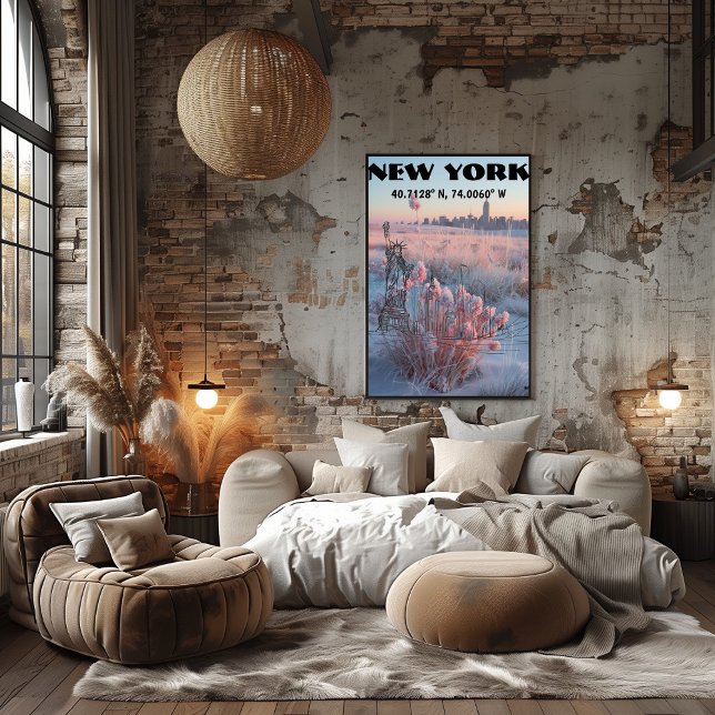 Pôster Nueva York: Arte Linea contemporáneo, coordenadas. (Criador carregado)