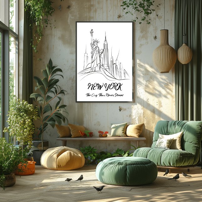 Pôster Nueva York: La Ciudad que Nunca Duerme Arte Lineal (Criador carregado)