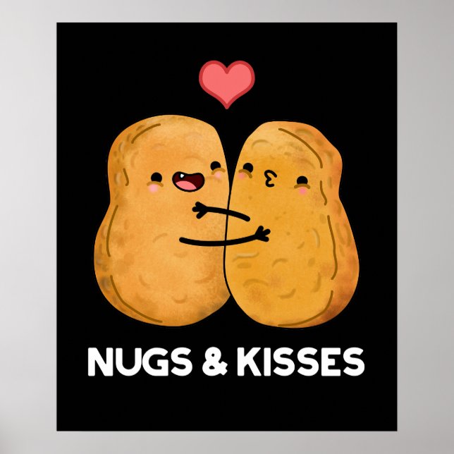 Poster Nugs E Beijos Frango Engraçado Nugget Pun Dark BG (Frente)