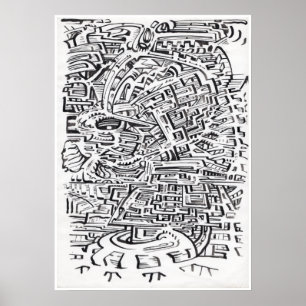 Poster Num Entre-lugar, desenho a tinta nanquim