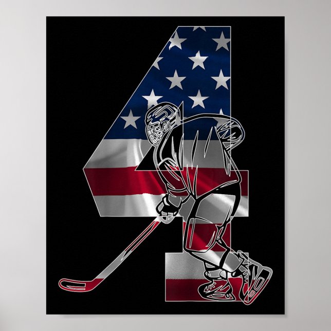 Poster Number 4 Years Ice Hockey 4th Birthday (1)  (Frente)