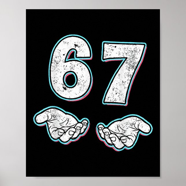 Poster Number 67 Matching Six Seven 6 7 Meme 6-7 Hallowee (Frente)
