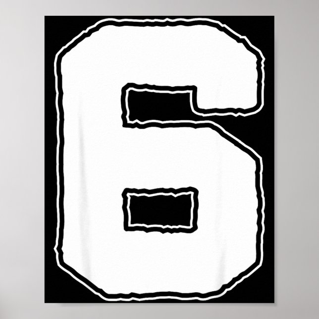 Poster Number 6 6th Birthday Boy Kids Six Year Old Happy  (Frente)