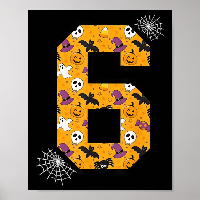 Poster Number 6 Funny Meme Saying 6 7 Six Seven Halloween (Frente)