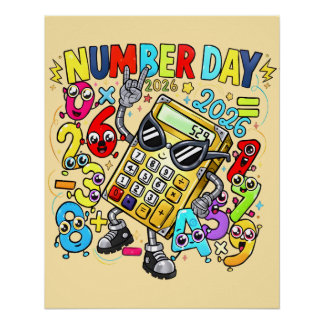 Pôster Number Day 2026 Maths Poster for Kids UK Classroom