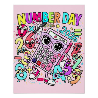 Pôster Number Day 2026 Maths Poster for Kids UK Classroom