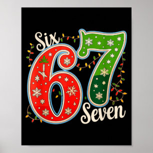 Poster Número 67 Divertido Seis Sete 6 7 Meme Luz de Nata