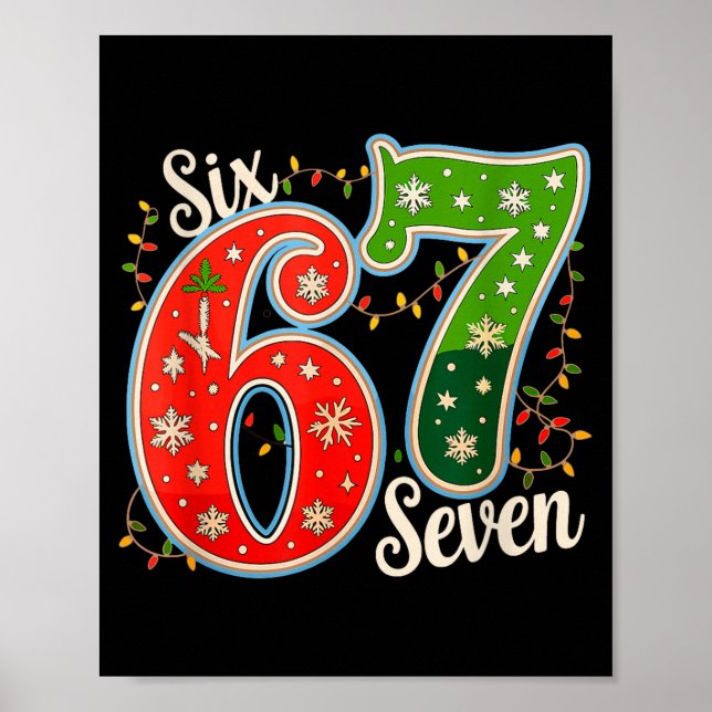 Poster Número 67 Divertido Seis Sete 6 7 Meme Luz de Nata (Frente)
