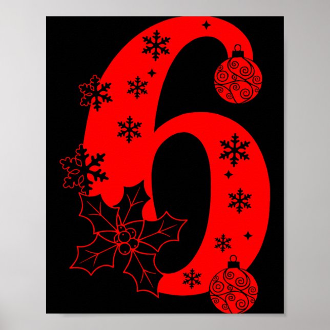 Poster Número 6 Dito de Meme Engraçado 67 Seis Sete Natal (Frente)